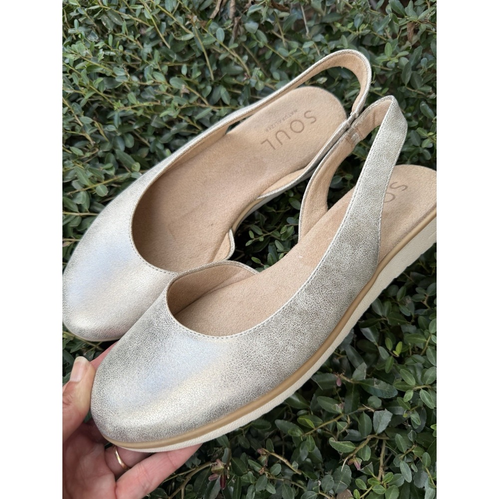 Soul Naturalizer Idea Dorsay Sandals 8.5M Gold Metallic Slingback Flat Shoes